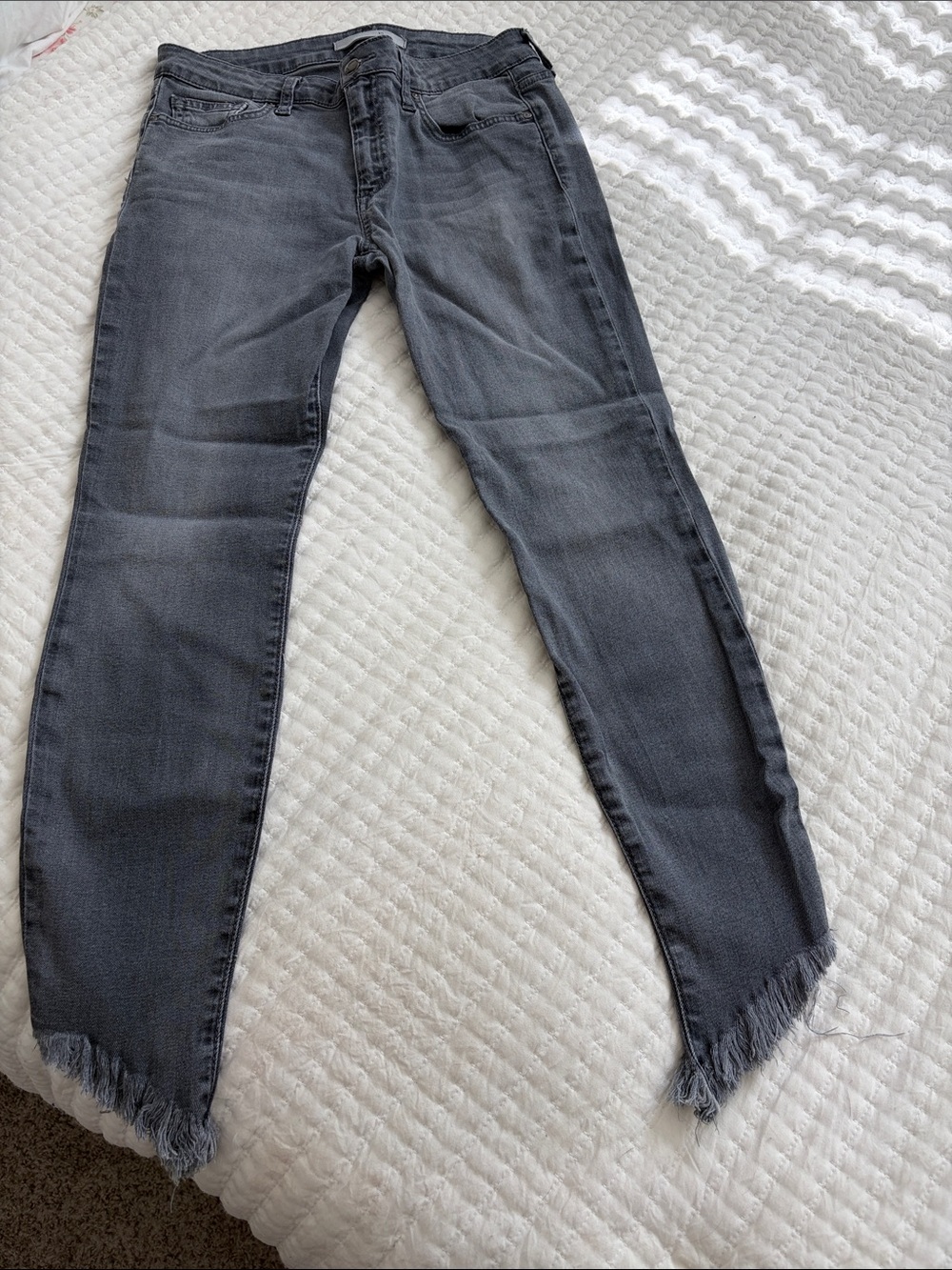 Joe's Jeans Charcoal Black Skinny Jeans with Frayed Hem